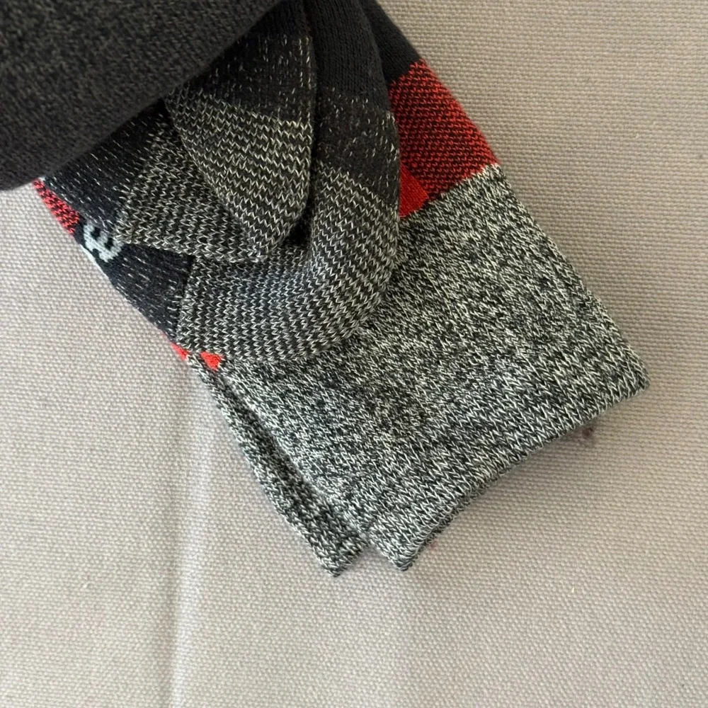 Eddie Bauer Womens Thermal Crew Socks 2 Pair Pack Red Buffalo Plaid Gray‎ 5-10
